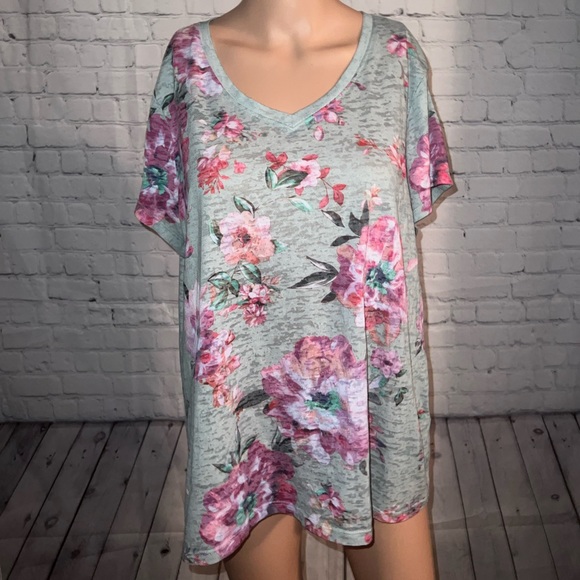INC International Concepts Tops - INC International Concepts Green, Pink & Purple Floral Shirt size XXL